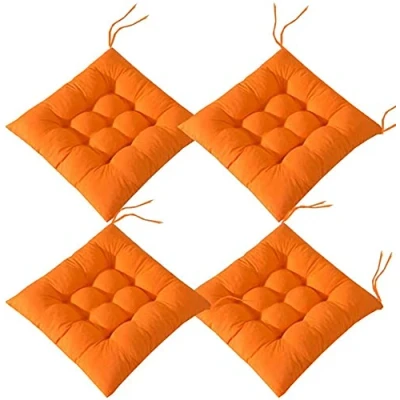 Imagen de BRIXBEE 4 Almohadillas Suaves para Silla, Silla con Lazos, Cojines sillas de Comedor, jardín, Patio, Cocina, Comedor (Naranja, 45 x cm)