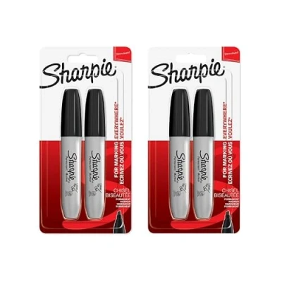 Imagen de Sharpie Marcadores permanentes Punta de cincel Negro 2 x unidades