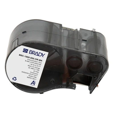 Imagen de Brady M5C 1500 595 OR BK cinta vinilo negro sobre naranja 38,1 mm x 7,62 m (original)