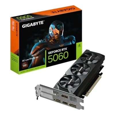 Imagen de Gigabyte GeForce RTX 5060 OC Low Profile 8G Tarjeta Gráfica 8GB GDDR7, 128bit, PCI E 5.0, 2512 MHz Frecuencia del núcleo, 3 x DisplayPort, 1 HDMI, GV N5060OC 8GL