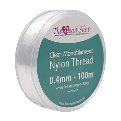 Imagen de Hilo monofilamento de Nailon Transparente 0,4 mm, Coser Transparente, decoración para Colgar, no elástico, Resistencia a la tracción aproximada 8,9 kg (Carrete mm 100 m)