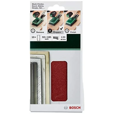 Imagen de Bosch 2 609 256 A83 Juego de hojas lija 10 piezas para lijadora orbital