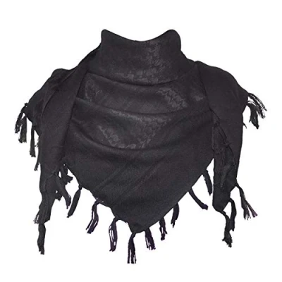 Imagen de Explore Land 100% algodón Shemagh militares Desert Tactical Keffiyeh bufanda abrigo ((negro)