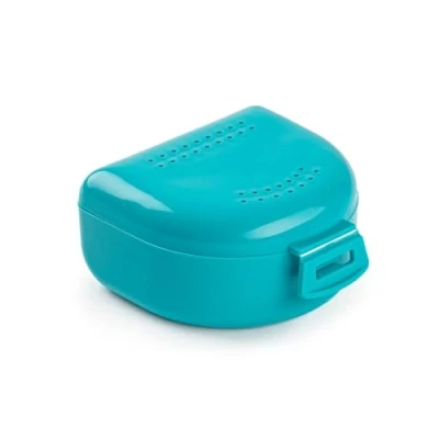 Imagen de Caja para aparato de dientes, mordazas y dentaduras Funda transpirable con orificios ventilación Portátil, resistente fácil limpiar 80 x 45 mm Porta Bite Dental plástico