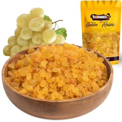 Imagen de Uvas Pasas Golden Secas 1kg Sin Azúcar Doradas Deshidratadas Raisins Libre de Transgénicos Originarias Sudáfrica Altas en Fibra Dorimed