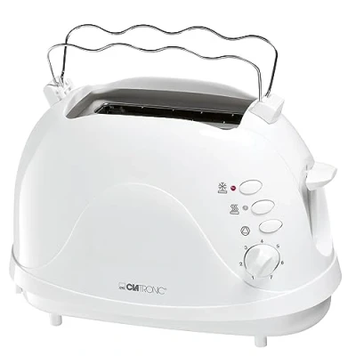 Imagen de Clatronic TA 3565 Tostadora de Pan Pequeña con 2 Ranuras, 3 Función, 700 W, Plástico, Blanco
