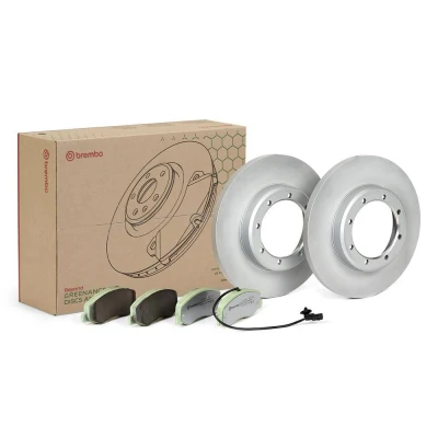 Imagen de BREMBO KT 10 038 Kit de discos y pastillas freno macizo sin accesorios con contacto avisador desgaste