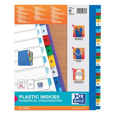 Imagen de Elba 100204822 Hojas de registro, diseño multicolor (31 divisiones 1 5, plástico, A4, 25 unidades)