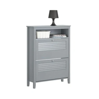 Imagen de SoBuy Zapatero Estrecho con 2 Solapas y 1 Estante Abierto Organizador para Zapatos de Entrada 80 x 25 108 cm Gris FSR152 HG ES