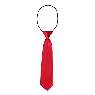 Imagen de DonDon Corbata para niños con aire de seda brillada 7 cm ancho elástico rojo oscuro