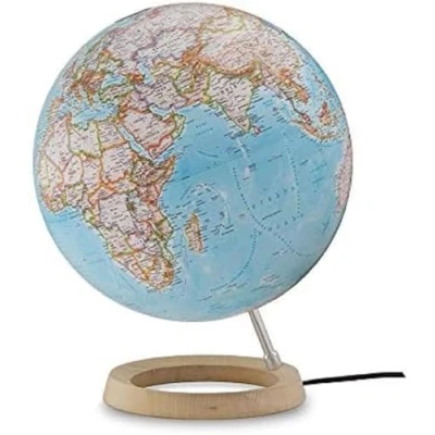 Imagen de National Geographic Globo terráqueo Neon Classic. Esfera azul, arce y aluminio, 30 cm, iluminada