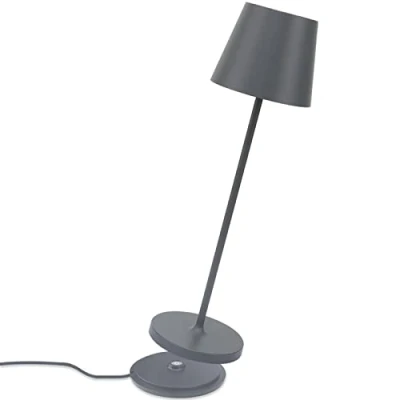 Imagen de K Bright LED Lámpara de escritorio con batería Regulable 3000K Color luz cálida recargable para Adecuado interiores y exteriores portátil carga USB Gris oscuro.