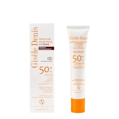 Imagen de GISÈLE DENIS Protector Solar Facial Antiedad, 40 ml, Protección FPS50+, Crema de Sol, Cuidado Piel, Resistente al Agua, para Uso Diario, Previene Manchas, Arrugas y Envejecimiento Piel