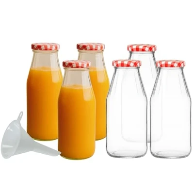 Imagen de mikken 6 botellas de cristal 500 ml con tapón rosca y embudo.