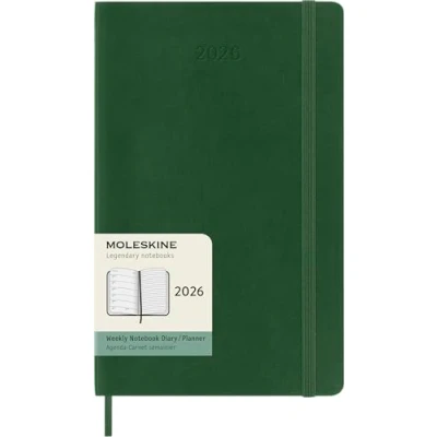 Imagen de Moleskine Agenda Semanal, Semanal 2026 12 Meses Con Espacio Para Notas, Tapa Blanda y Cierre Elástico, Formato Grande 13x21, Color Verde