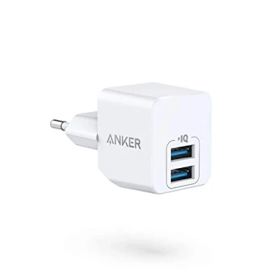 Imagen de Anker PowerPort Mini Dual Cargador de Pared, USB Extremadamente Compacto, 2,5 A Potencia para iPhone XS/XS Max/XR/X/8/7/6/Plus, iPad Pro/Air 2/Mini 4, Samsung, y Muchos más