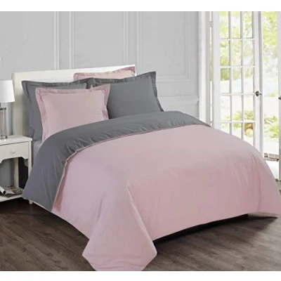 Imagen de VISION Juego de Cama Reversible Bicolor Gris/Rosa, Funda nórdica 260 x 240 cm, con 2 Fundas Almohada, para King Size y Personas 100% algodón
