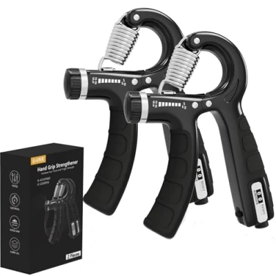 Imagen de U VKK Hand Grip, Antebrazos Fortalecer con FuncióN de Conteo, Fortalecedor Agarre Resistencia Ajustable 5 60kg, Fortalecedores Mano para Entrenar El Agarre, Dedos, La MuñEca