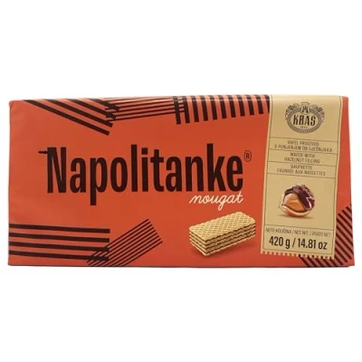 Imagen de NAPOLITANKE KRAS Galletas Premium de Wafers con Deliciosos Rellenos Leche, Crema Chocolate, Avellana Múltiples Tamaños (420 G HAZELNUT, 16 PCS)