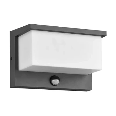 Imagen de Trio LED Lámpara de pared para exterior Nestos 240969142, aluminio fundido a presión antracita, pantalla plástico blanco, incl. 13 vatios, sensor movimiento