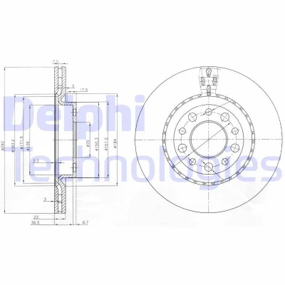 Imagen de DELPHI BG3995 Disco de freno 292 22 5 ventilado aceitado sin procesar cojinete rueda, anillo sensor ABS ALFA ROMEO: 159 Berlina, Brera