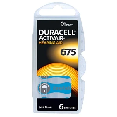 Imagen de Pilas de botón para audífono Duracell Activair 675 (10 cartones 6 pilas)