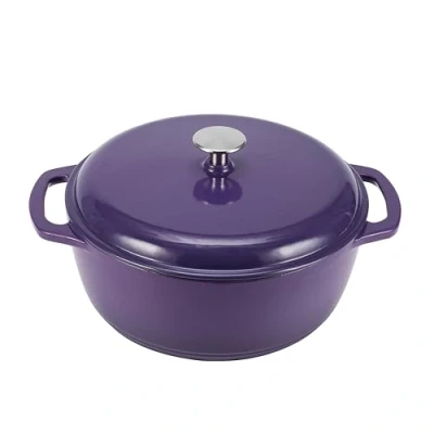Imagen de Amazon Basics Redondo Olla de hierro fundido esmaltado, 5.67 L, morado