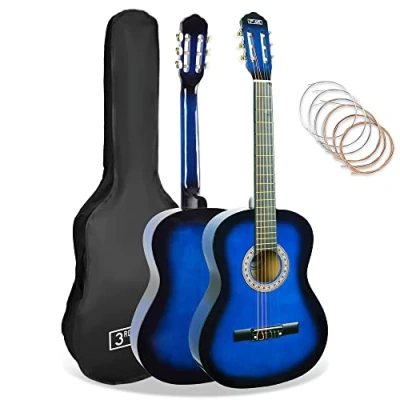 Imagen de 3rd Avenue Paquete Para Principiantes Con Cuerdas De Nailon Español Guitarra Clásica 4/4 Tamaño Completo 6 Meses Lecciones Gratis, Bolsa Y Azul