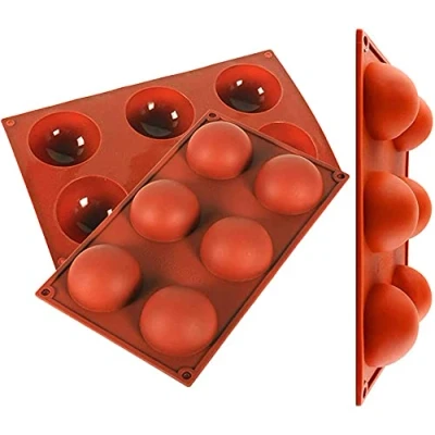 Imagen de 3 Pcs Moldes de Silicona Semiesfera para Tartas Molde Semicircular Grande 6 Cavidades Hacer Chocolate, Tarta, Gelatina, Mousse Cúpula