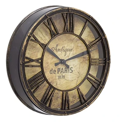 Imagen de Carousel Home reloj de pared 20 cm, redondo envejecido con efecto envejecido, antiguo París, estilo vintage