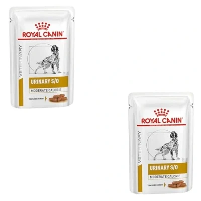 Imagen de Royal Canin Urinary S/O Moderate Calorie Paquete Doble 2 x 12 100 g Comida húmeda para Perros Ayudar con los cálculos de estruvita y Reducir su reaparición
