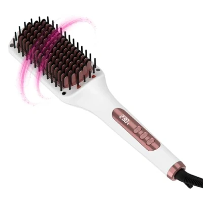Imagen de Solac Cepillo Alisador Expert Ion Brush 65W Púas 3D con Recubrimiento Cerámico Tecnología Iónica 6 Niveles de Temperatura 130 230ºC Pantalla Electrónica Apagado Automático Cable 360º