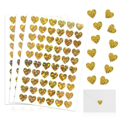 Imagen de GIDWRIY 1200pcs Pegatinas de Corazones Pequeñas,Pegatinas San Valentin,Mini Amor,Pegatinas Decorativas Corazones,Pegatina Corazon Oro,Pegatina para Regalos Embalaje,Boda