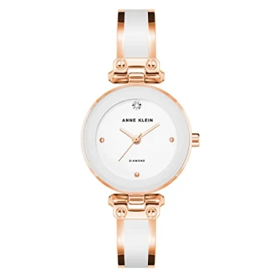 Imagen de ANNE KLEIN Reloj de Pulsera con Esfera Diamantes, Mujer, AK/1980, Blanco/Oro Rosa