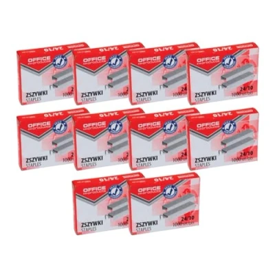 Imagen de Office Products 18072439 19 grapas 24/10 plateadas, 1000 unidades, 10 x estándar, clips de papel galvanizados