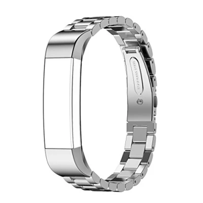 Imagen de AISPORTS Compatible con Fitbit Alta Correa Mujeres, Acero Inoxidable Pulsera de Metal Sólido Ajustable Deporte Reemplazo para Alta/Alta HR Fitness Tracker