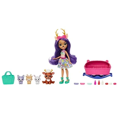 Imagen de Enchantimals Baby BFFs Muñeca Danessa Deer con Mascota Ciervo Sprint, 3 Bestie Reveal y Accesorios, Juguete +4 años (Mattel HLK84)
