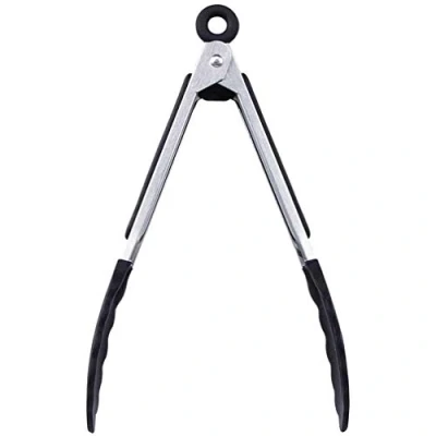 Imagen de (9 &quot;/ negro) Pinzas de cocina Utensilio práctico antideslizante Resistente al calor fácil agarre para cocinar, servir, barbacoa, buffet, ensalada, hielo, horno