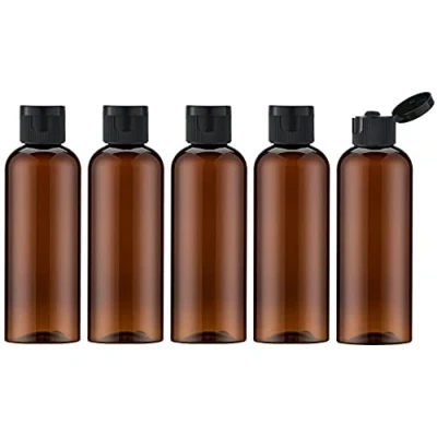 Imagen de Toureal 100ML Botella de Viaje Flip Cap (5 Piezas) Contenedor Vacío para Cosméticos con Embudo (Marrón)