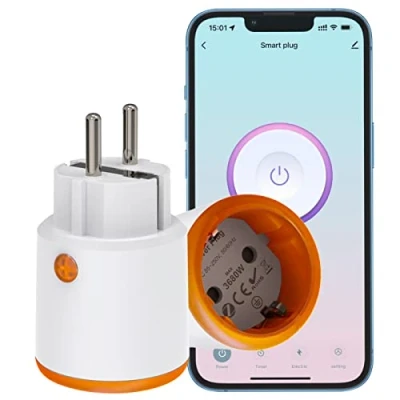 Imagen de PHOVOLT ZigBee Smart Socket 16A, 3680W Alexa Plug con medidor de potencia, control voz, temporizador, remoto aplicación compatible Alexa, Google Home. HUB requerido (1 paquete)