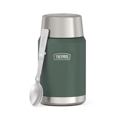 Imagen de Thermos ICON Food Jar 0,71 l Verde/Forest Mat Recipiente para alimentos (710 ml, doble pared, acero inoxidable 18/8, mantiene el calor y frío, con cuchara plegable, base antideslizante,
