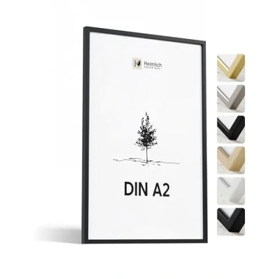 Imagen de Heimlich® 1 x marco de fotos A2 Blanco Madera marcos cuadros Vidrio Acrílico Irrompible Grano Visible Duradero Fácil Colgar Para Decoración Pared y Hogar
