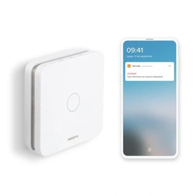 Imagen de Netatmo Detector de Monóxido Carbono Inteligente, WiFi, 10 años batería, Alarma 85dB, Pruebas automatizadas, Sin centralita domótica, Certificado EN 50291 y NF, NCO EC