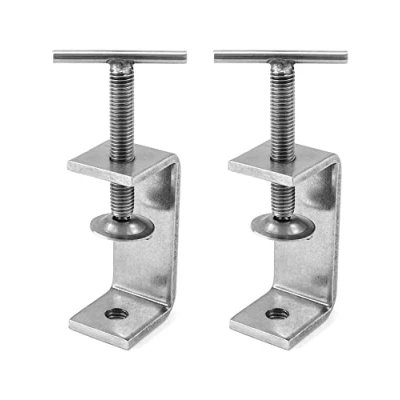 Imagen de QWORK 2 Piezas 304 acero inoxidable C abrazadera, Sargentos G, Para Carpintería De Bricolaje, Soldadura, Ebanistería, Color Plateado, Giro Manual, Estilo