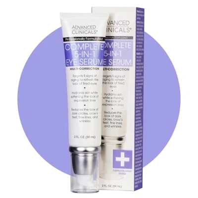 Imagen de Advanced Clinicals 5 in 1 Multi Correction Anti Aging Eye Serum with Retinol, Collagen, Vitamin C, and Manuka Honey. For dark circles, wrinkles, crow&#039;s feet, fine lines. Large 2oz airless tube.