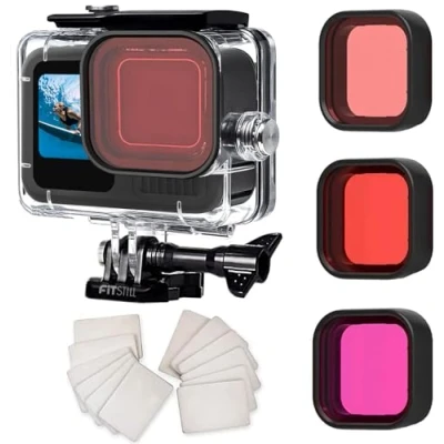 Imagen de FitStill Carcasa Impermeable para Go Pro Hero 12 / 11 10 9 Negro, Protectora de Buceo subacuática 60 m con 3 filtros