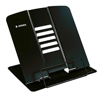 Imagen de HERMA Soporte de libros Negro (19.8 x 22.2 3.3 cm Folded), ajustable y antideslizante para la cocina, escuela oficina, tabletas