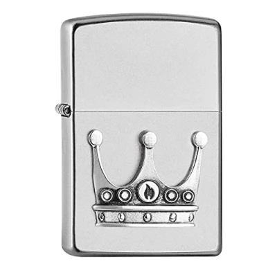 Imagen de ZIPPO Corona, Emblema Cromo Satinado, Encendedor tormenta, Recargable, en una Caja para Regalo