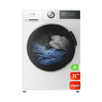 Imagen de EVVO Lavadora 11kg, Vapor, Motor Inverter, Bajo consumo, Clase A, Hygiene Pro, Lavado Rápido 15&#039;, Tambor ePROTECT, SMART LOAD, 1400 rpm, 13 programas, Carga frontal, Nova (11Kg, Blanco)