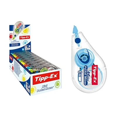 Imagen de BIC Tipp Ex Mini Pocket Mouse Cinta Correctora, 6 m x 5 mm, Colores Surtidos, Caja de 10 Unidades